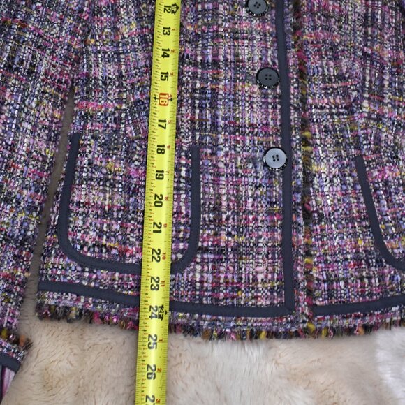 Basler Women’s Pink Gray Tweed Blazer Small-Medium Fun Vibrant Print Jacket - Picture 9 of 15